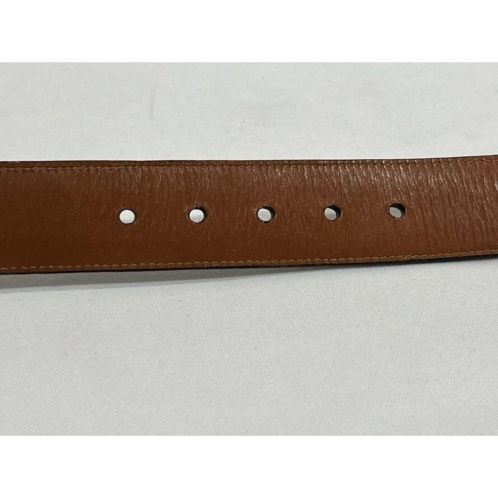 Trafalgar‎ Leather Belt Mens 42 Brown Check Pattern Brass Buckle Classic